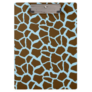 Blue and Brown Giraffe Animal Print Clipboard