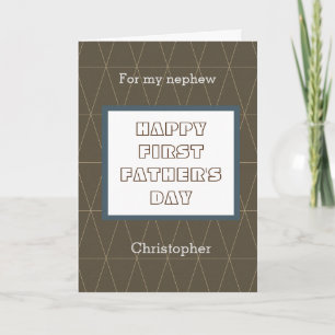 Blue and Brown Happy First Father's Day Nephew Card