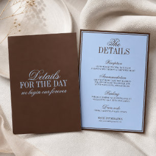 Blue and Brown Luxury Old Money Wedding Details Enclosure Card