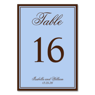 Blue and Brown Luxury Old Money Wedding Table Number
