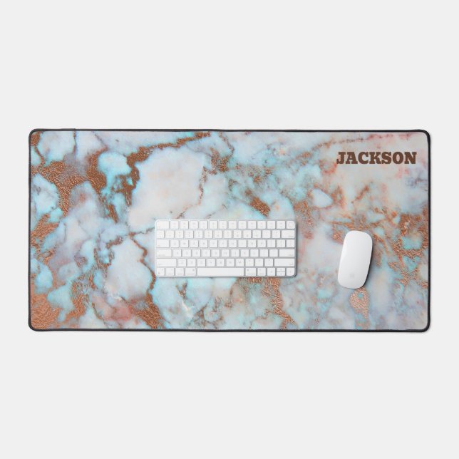 Blue And Brown Marble Stone  Desk Mat (Keyboard & Mouse)