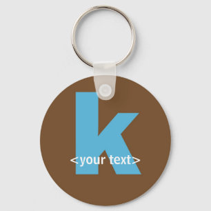 Blue and Brown Monogram - Letter K Keychain