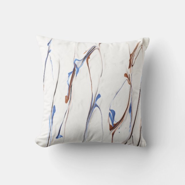 Blue and brown paint streaks throw pillow (Front)