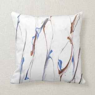 Blue and brown paint streaks throw pillow