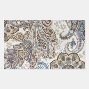 Blue and Brown Paisley Pattern Sticker