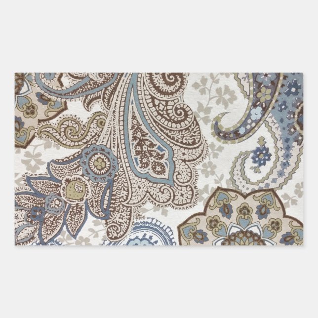 Blue and Brown Paisley Pattern Sticker (Front)