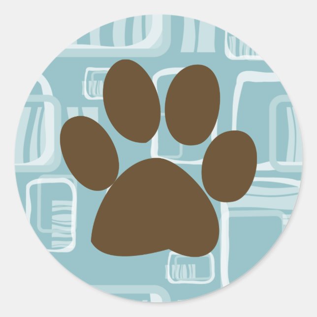 Blue and Brown Paw Print Pattern Stickers (Front)