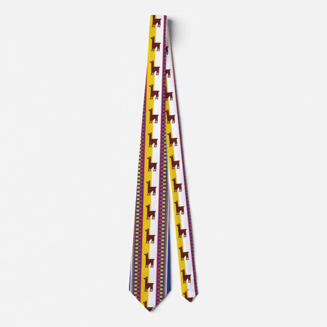 Blue and brown peruvian Llama Pattern Tie (Front)