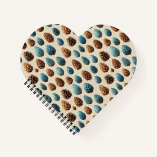 Blue and Brown Pinecone Winter Pattern Notebook