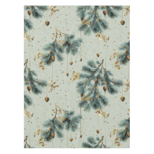 Blue and Brown Pinecone Winter Pattern Tablecloth
