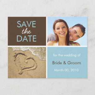 Blue and Brown Save the Date Photo Cards