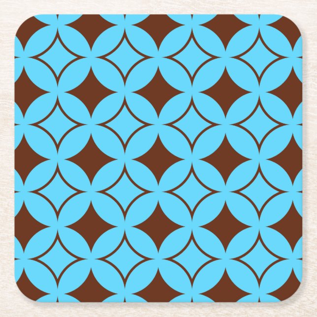 Blue and brown shippo square paper coaster (Front)