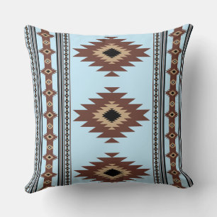 Blue And Brown Southwestern Style Throw Pillow