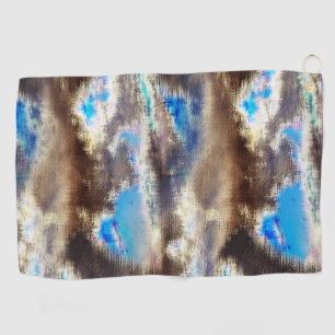 Blue and brown stained texture in a rough woody    golf towel