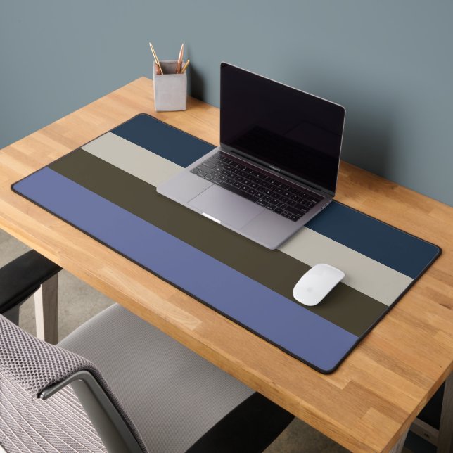 Blue and Brown  Stripes Pattern  Desk Mat (Office 2)