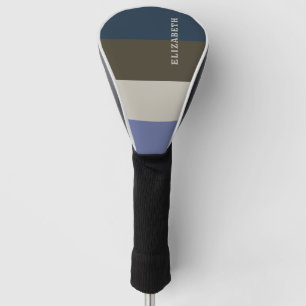 Blue and Brown Stripes Pattern Golf Head Cover