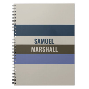 Blue and Brown  Stripes Pattern  Notebook