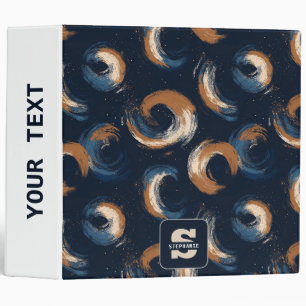Blue and Brown Swirl Circle on Dark Background Binder