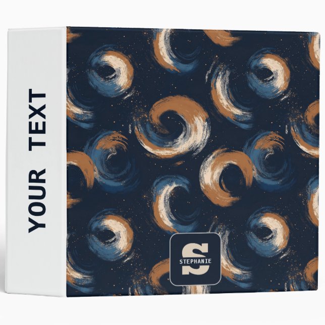 Blue and Brown Swirl Circle on Dark Background Binder (Front/Spine)