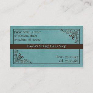 Blue and Brown Swirl Vintage Business Card