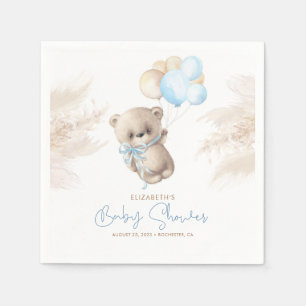 Blue and Brown Teddy Bear Baby Shower Napkins