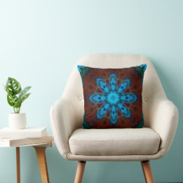 Blue and Brown Throw Pillow