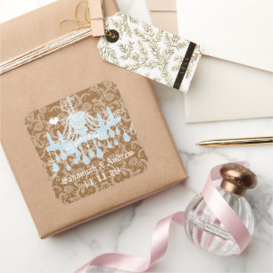 Blue and Brown Vintage Damask Chandelier Stickers