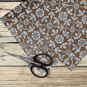 blue and brown vintage pattern tissue paper