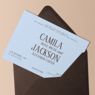 Blue and Brown Wedding Invitation
