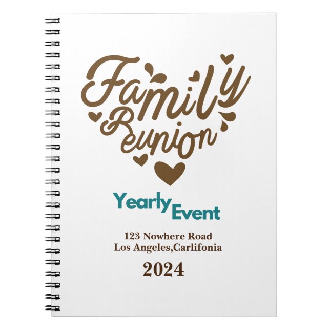 blue and brown yearly event reunion notebook (Front)