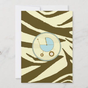 Blue and Brown Zebra Print Baby Shower Invitation