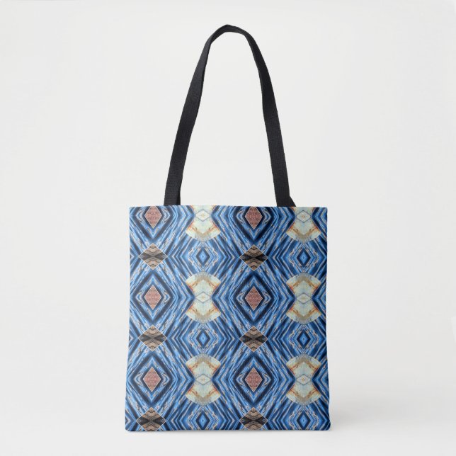 Blue and browns abstract tote bag (Front)