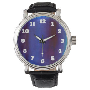 Blue and Burgundy Abstract Streaks Watch