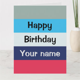 Blue And Burgundy Happy Birthday Card
