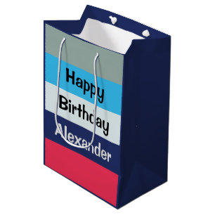 Blue And Burgundy Happy Birthday Medium Gift Bag