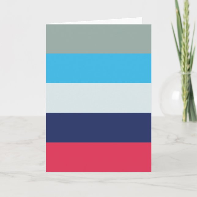 Blue And Burgundy Striped Note Card (Front)