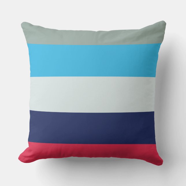 Blue And Burgundy Striped Throw Pillow (Front)