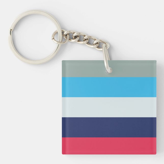 Blue And Burgundy Stripes Keychain (Front)