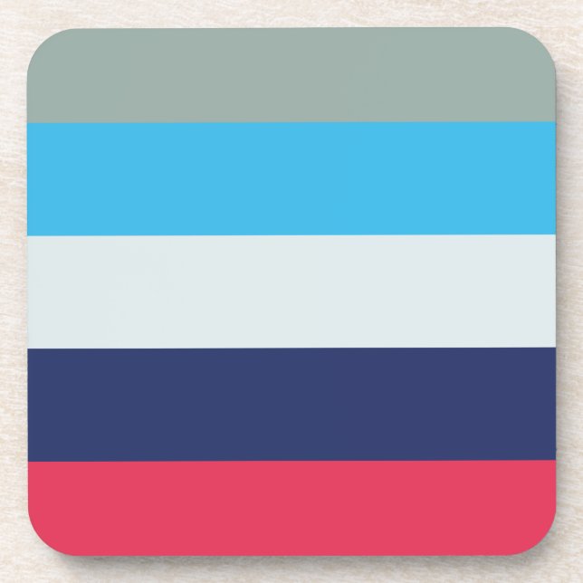 Blue And Burgundy Stripes Square Coaster (Front)