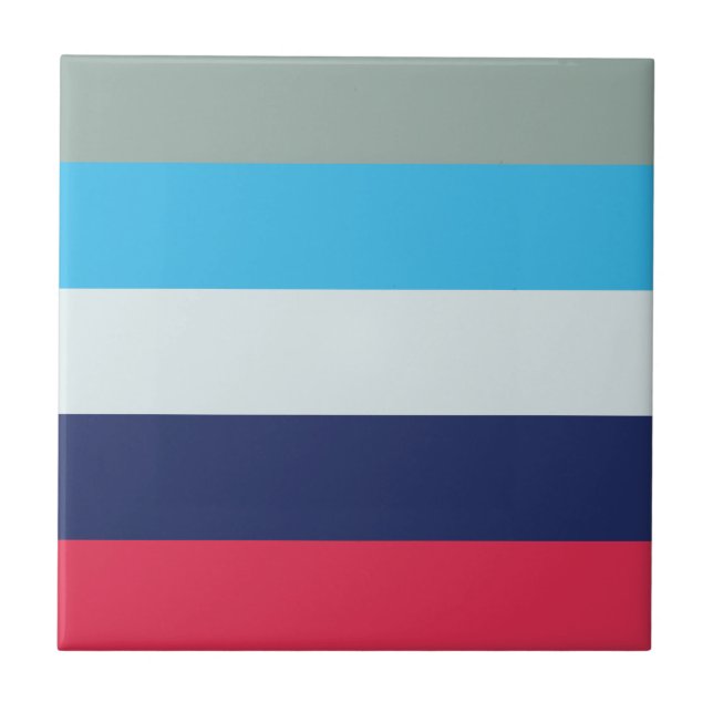 Blue And Burgundy Stripes Tile (Front)