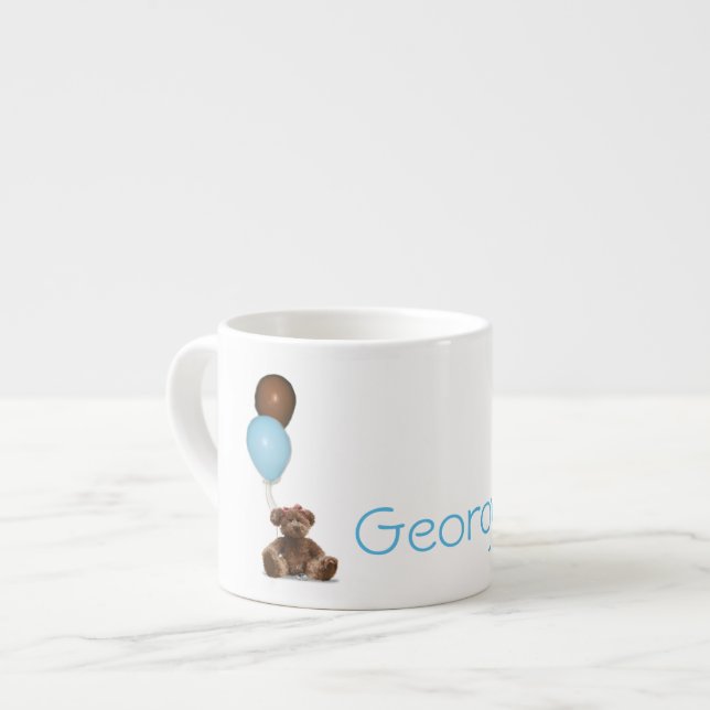 Blue and Chocolate Balloons Teddy Bears Baby Mug (Front Left)