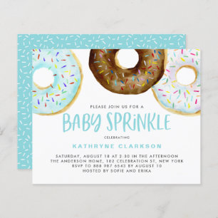 Blue and Chocolate Doughnuts Baby Sprinkle Invitat