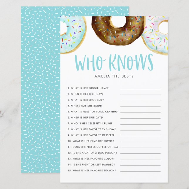 Blue and Chocolate Doughnuts Who Knows Mom Best Ga (Front/Back)