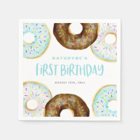 Blue and Chocolate Sprinkle Doughnuts First Birthd