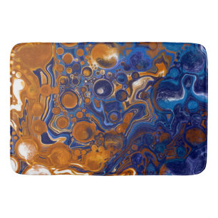 Blue and Copper Abstract Modern Art  Bath Mat