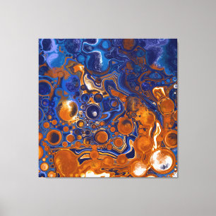 Blue and Copper Abstract Modern Art    Canvas Print
