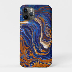 Blue and Copper Abstract Modern Art  iPhone 11 Pro Case