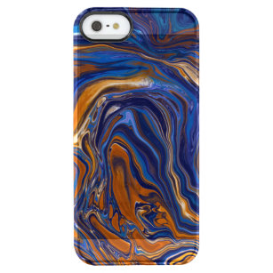 Blue and Copper Abstract Modern Art   Clear iPhone SE/5/5s Case