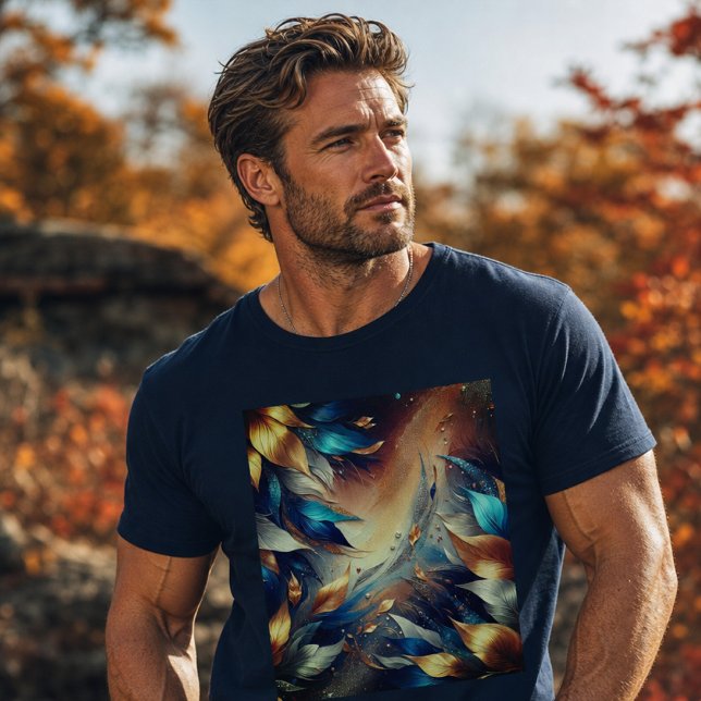 Blue and Copper Leaves Abstract T-Shirt (Creator Uploaded)