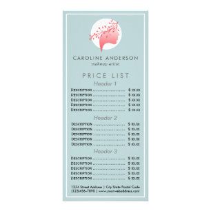 Blue and Coral Feminine Logo Price List Menu